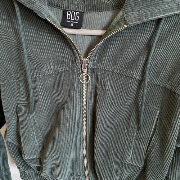BDG Green Corduroy Hooded Cropped Jacket XS - Picture 10 of 16